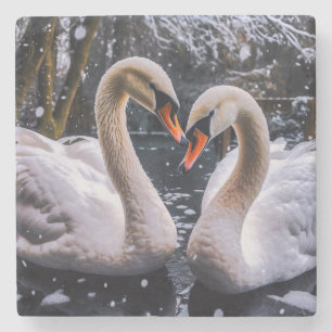 Posavasos De Piedra Cisnes románticos en un país maravillosamente inve