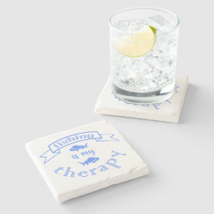 Posavasos De Piedra Cita de la bandera Pesca es mi terapia