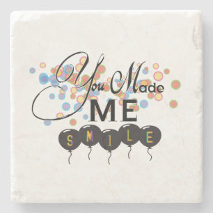 Posavasos De Piedra Cita feliz con globos - ¡ME HICISTE SONREAR!