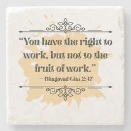 Posavasos De Piedra Cita inspirada del Naranja Minimalista Bhagavad Gi