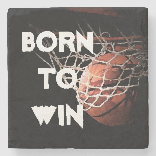 Posavasos De Piedra Cita motivacional diciendo que nació el básquetbol (Anverso)
