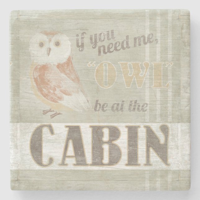 Posavasos De Piedra Cita | Owl Be At The Cabin (Anverso)
