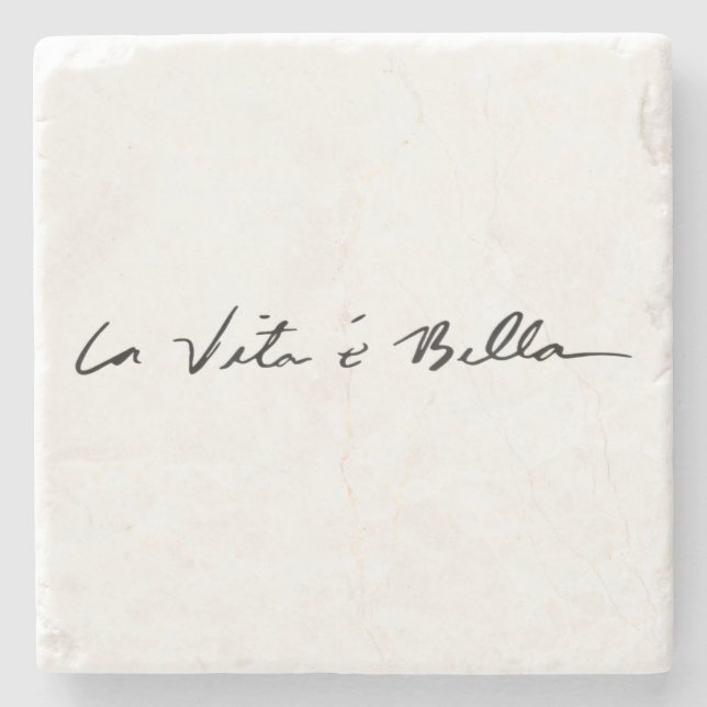 Posavasos De Piedra citación italiana la vita é bella (Anverso)
