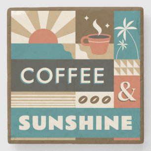 Posavasos De Piedra Citas de café coloridas