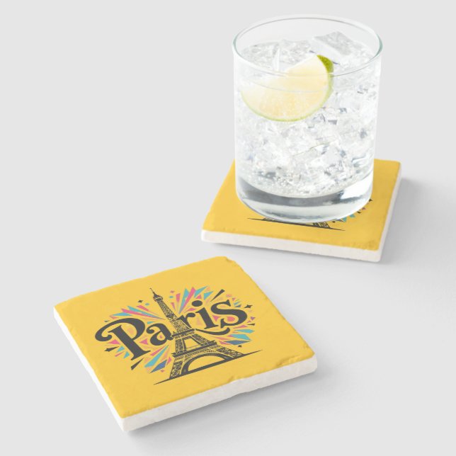 Posavasos De Piedra City of Lights: Bold Paris Typography Art (Lateral)