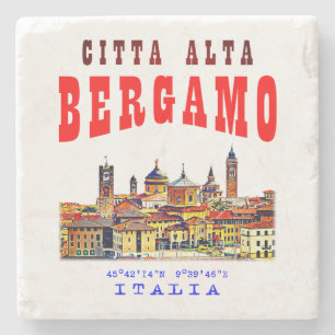 Posavasos De Piedra Ciudad Alta en Bérgamo. Italia.