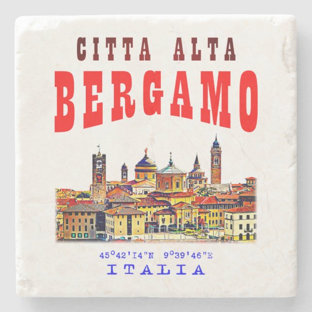 Posavasos De Piedra Ciudad Alta en Bérgamo. Italia. (Anverso)