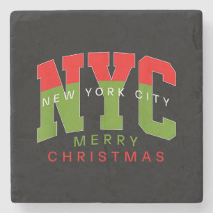 Posavasos De Piedra Ciudad de Nueva York Nueva York Feliz Navidad Rega