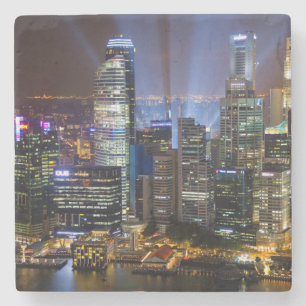 Posavasos De Piedra Ciudad de Singapur céntrica de noche