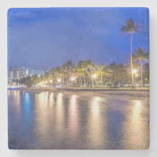 Posavasos De Piedra Ciudad de Waikiki al amanecer