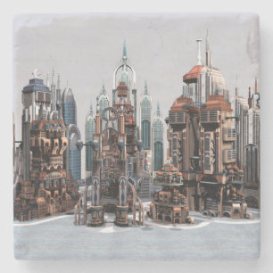 Posavasos De Piedra Ciudad futurista