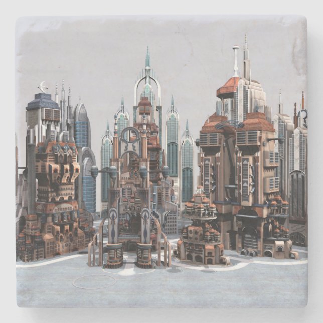 Posavasos De Piedra Ciudad futurista (Anverso)