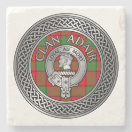 Posavasos De Piedra Clan Adair Escudo y Tartan Knot