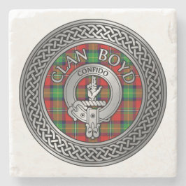 Posavasos De Piedra Clan Boyd Escudo y Tartan Knot