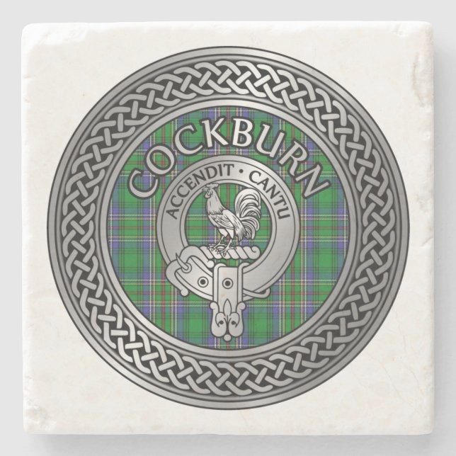 Posavasos De Piedra Clan Colquhoun Escudo y Tartan Knot (Anverso)