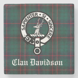 Posavasos De Piedra Clan Davidson Escudo Badge y Tartán