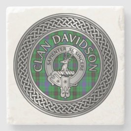 Posavasos De Piedra Clan Davidson Escudo y Tartan Knot