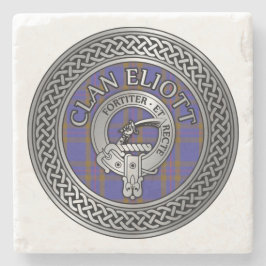 Posavasos De Piedra Clan Eliott Escudo y Tartan Knot