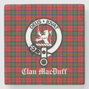 Posavasos De Piedra Clan escocés MacDuff Tartán y placa Escudo