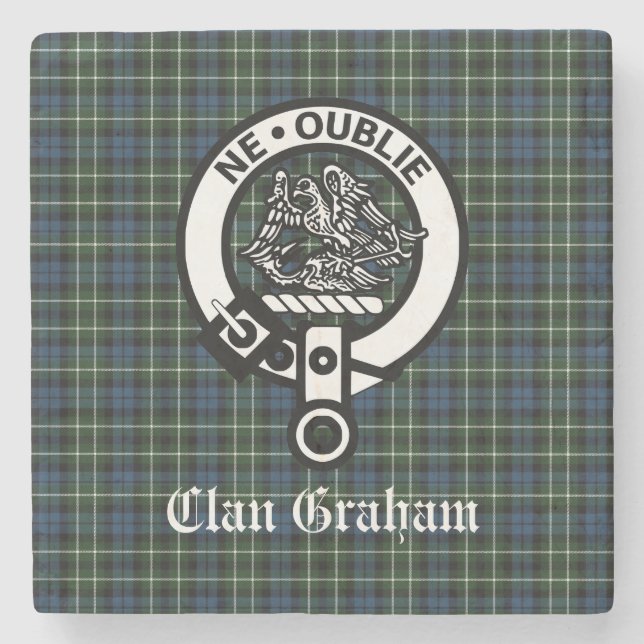 Posavasos De Piedra Clan Graham Montrose Tartan & Escudo (Anverso)