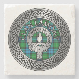 Posavasos De Piedra Clan Lamont Escudo y Tartan Knot