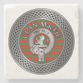 Posavasos De Piedra Clan MacFie Escudo & Tartan Knot