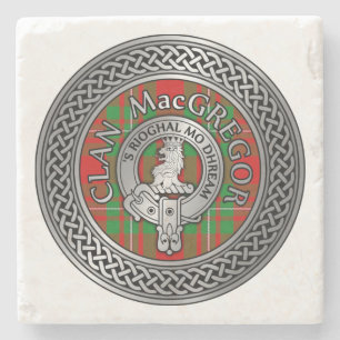 Posavasos De Piedra Clan MacGregor Escudo & Tartan Knot