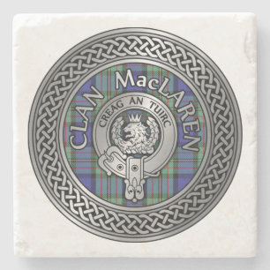 Posavasos De Piedra Clan MacLaren Escudo & Tartan Knot