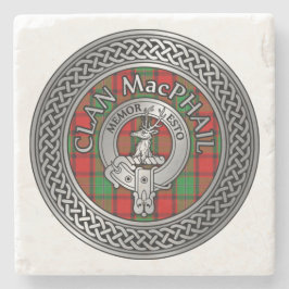 Posavasos De Piedra Clan MacPhail Escudo y Tartan Knot