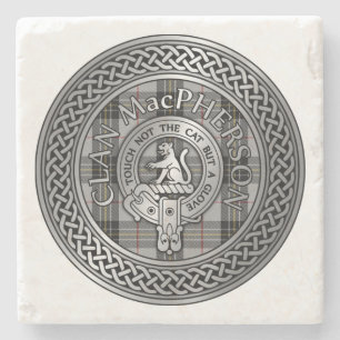 Posavasos De Piedra Clan MacPherson Escudo & Tartan Knot