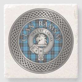 Posavasos De Piedra Clan Ramsay Escudo y Hunting Tartan Knot