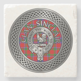 Posavasos De Piedra Clan Sinclair Escudo y Tartan Knot