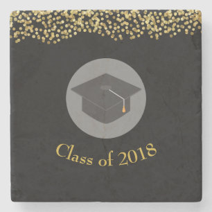 Posavasos De Piedra Clase Faux Gold Confetti & Graduation Cap de 20xx