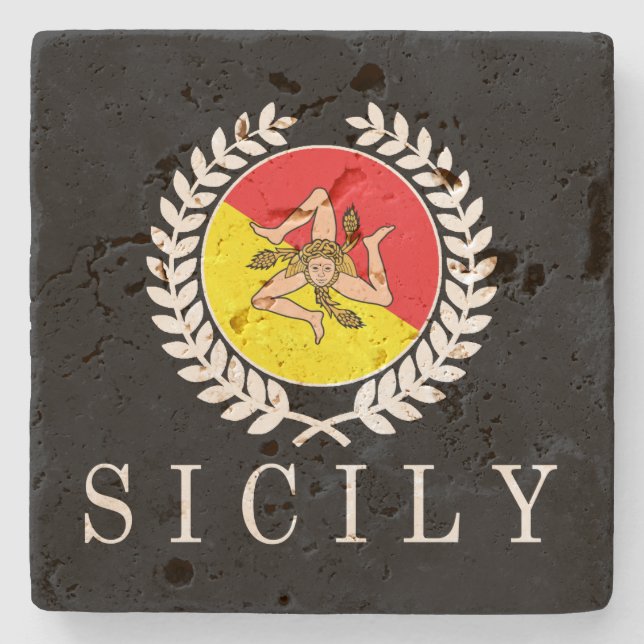 Posavasos De Piedra Clásico de Sicilia (Anverso)