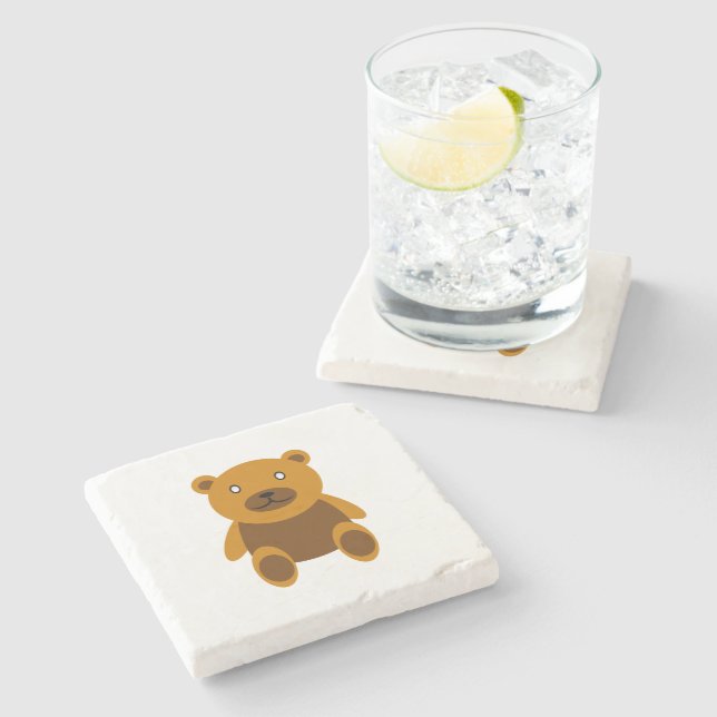Posavasos De Piedra Clásico de teddybear marrón (Lateral)