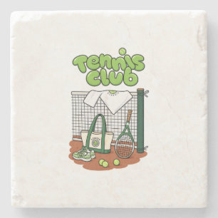 Posavasos De Piedra Clásico Gráfico Deportivo Club de Tenis – Verde Te