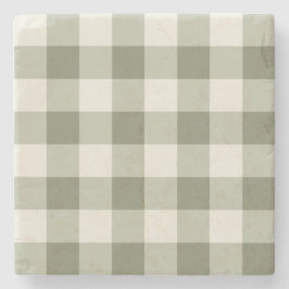 Posavasos De Piedra Clásico Green Farmhouse Gingham Style