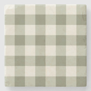 Posavasos De Piedra Clásico Green Farmhouse Gingham Style