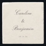 Posavasos De Piedra Clásico Guión de Marfil Elegant Wedant Nombre pers<br><div class="desc">Elegante escritura formal clásica tradicional elegante Boda Invitación Personalizado escayola en crema de marfil</div>