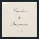Posavasos De Piedra Clásico Guión de Marfil Elegant Wedant Nombre pers<br><div class="desc">Elegante escritura formal clásica tradicional elegante Boda Invitación Personalizado escayola en crema de marfil</div>