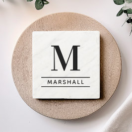 Posavasos De Piedra Clásico Monograma de Nombre de Familia con Serif N