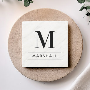 Posavasos De Piedra Clásico Monograma de Nombre de Familia con Serif N