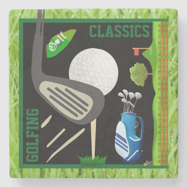 Posavasos De Piedra Clásicos de golf (Anverso)