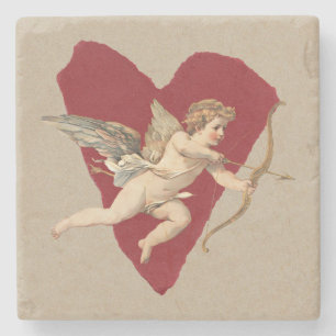 Posavasos De Piedra Clásicos románticos audaces Corazón rojo Ángel Arc