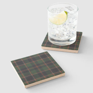 Posavasos De Piedra Classic Dark Blue Red Green Plaid Pattern