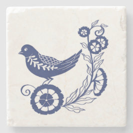 Posavasos De Piedra Classic Dutch Blue Delft Tile Bird Design