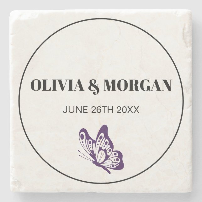 Posavasos De Piedra Classic Elegant Script Wedding Rehearsal Paper (Anverso)