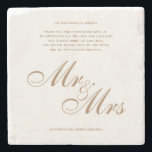 Posavasos De Piedra Classic Gold Mr. y Mrs. Boda Gracias Mensaje<br><div class="desc">Classic Elegant Script Gold Mr. y Mrs. Boda Gracias Mensaje que también puede reemplazar tarjetas de agradecimiento.</div>