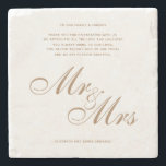 Posavasos De Piedra Classic Gold Mr. y Mrs. Boda Gracias Mensaje<br><div class="desc">Classic Elegant Script Gold Mr. y Mrs. Boda Gracias Mensaje que también puede reemplazar tarjetas de agradecimiento.</div>