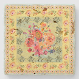 Posavasos De Piedra Classy vintage watercolor floral artistic old